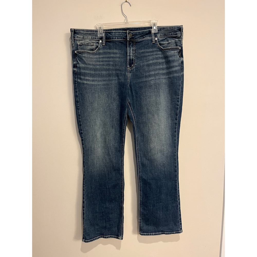 Silver Jeans Elyse Slim Boot Cut Stretch Embroidered Pockets Plus Size 20W x 33